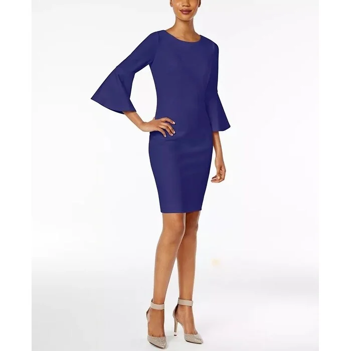 Calvin Klein Women's Petite Bell-Sleeve Sheath Dress Blue Size 1 Trendy unclassified dresses Calvin Klein Women's Petite Bell-Sleeve Sheath Dress Blue Size 1 Trendy unclassified dresses