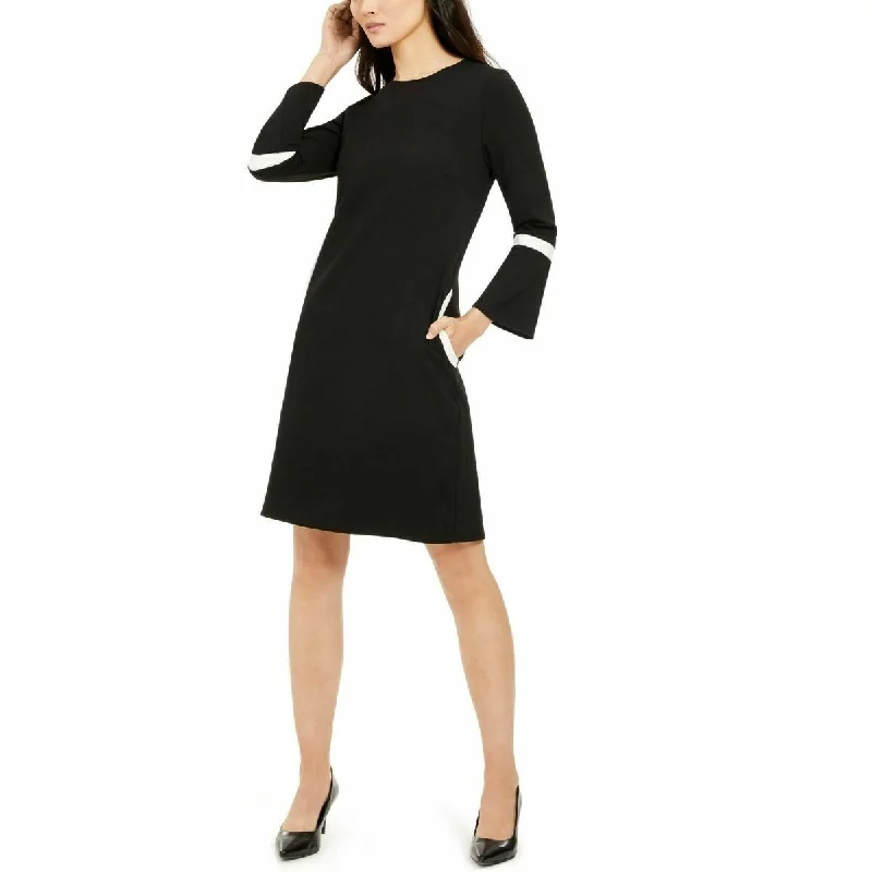 Anne Klein Women's Bell Sleeve Knit Dress Black Size Small Travel unclassified dresses