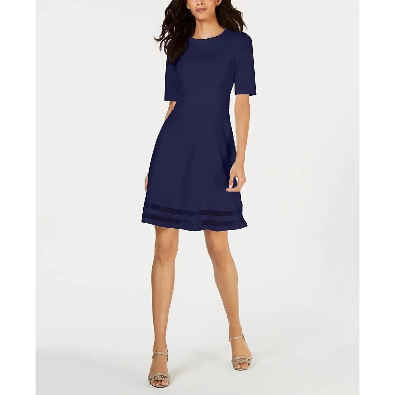 Calvin Klein Women's Elbow-Sleeve Illusion-Detail Dress Navy Size 2 Stylish unclassified dresses Calvin Klein Women's Elbow-Sleeve Illusion-Detail Dress Navy Size 2 Stylish unclassified dresses