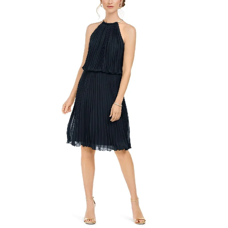 MSK Women's Petite Pleated A-Line Dress Navy Size 10 P - 0.916666666666667 Preppy unclassified dresses