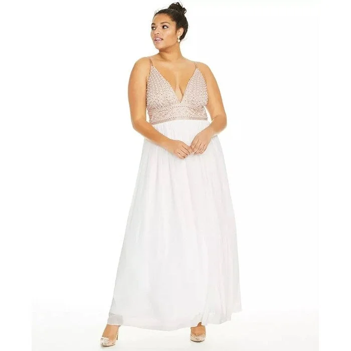 Say Yes To The Prom's Women's Trendy Beaded Chiffon Gown White Size 16 Club unclassified dresses Say Yes To The Prom's Women's Trendy Beaded Chiffon Gown White Size 16 Club unclassified dresses