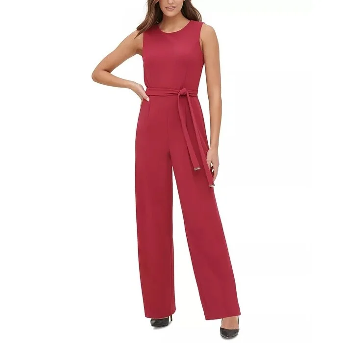 Tommy Hilfiger Women's Crepe Belted Jumpsuit Dark Red Size 16 Engagement unclassified dresses Tommy Hilfiger Women's Crepe Belted Jumpsuit Dark Red Size 16 Engagement unclassified dresses