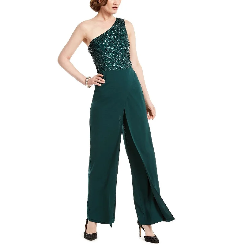 Adrianna Papell Women's Beaded Crepe Jumpsuit Dark Green Size 8 Corset unclassified dresses