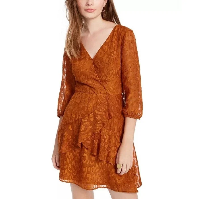 Bcx Junior's Embossed Cheetah Dress Orange Size Xx-Small Printed unclassified dresses
