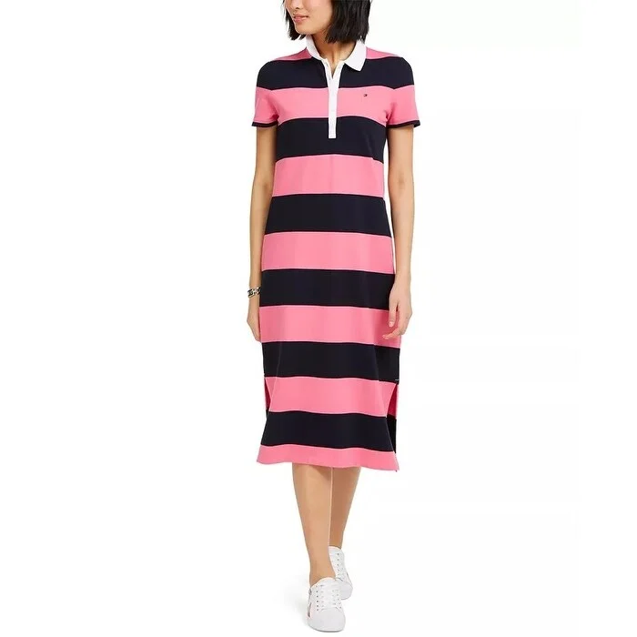 Tommy Hilfiger Women's Striped Polo-Neck Dress Pink Size Extra Small - X-Small Elegant unclassified dresses Tommy Hilfiger Women's Striped Polo-Neck Dress Pink Size Extra Small - X-Small Elegant unclassified dresses