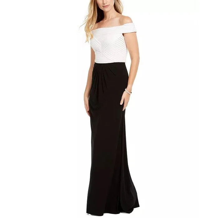 Adrianna Papell Women's Off The Shoulder Gown White Size 14 Petite - 14P Trendy new unclassified dresses Adrianna Papell Women's Off The Shoulder Gown White Size 14 Petite - 14P Trendy new unclassified dresses
