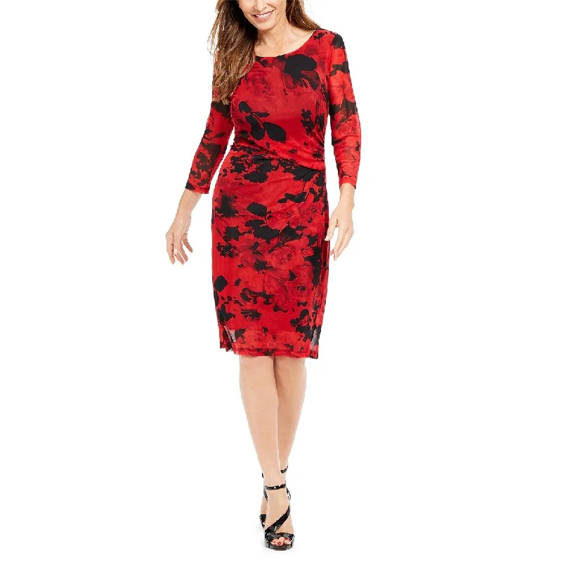 Connected Women's Printed Mesh Dress Red Size 18 Wrap unclassified dresses