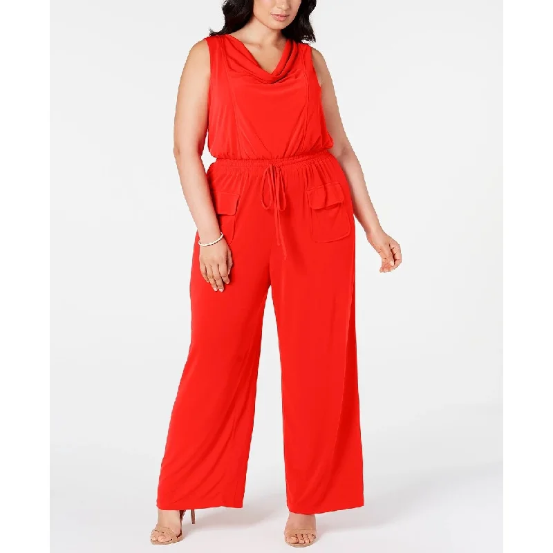 Vince Camuto Women's Smocked Cowl Neck Jumpsuit Red Size 3X Luxury unclassified dresses