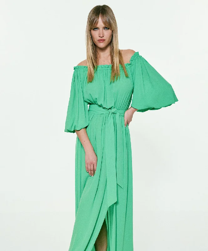 ACCESS 3353 Off the shoulder maxi In lime