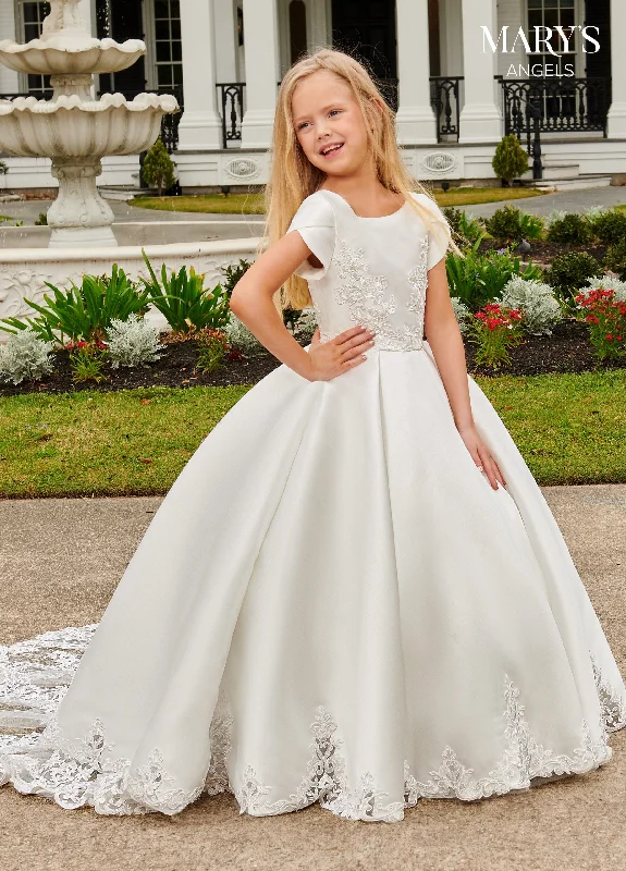 Girls Short Sleeve Mikado Dress by Mary's Bridal MB9107