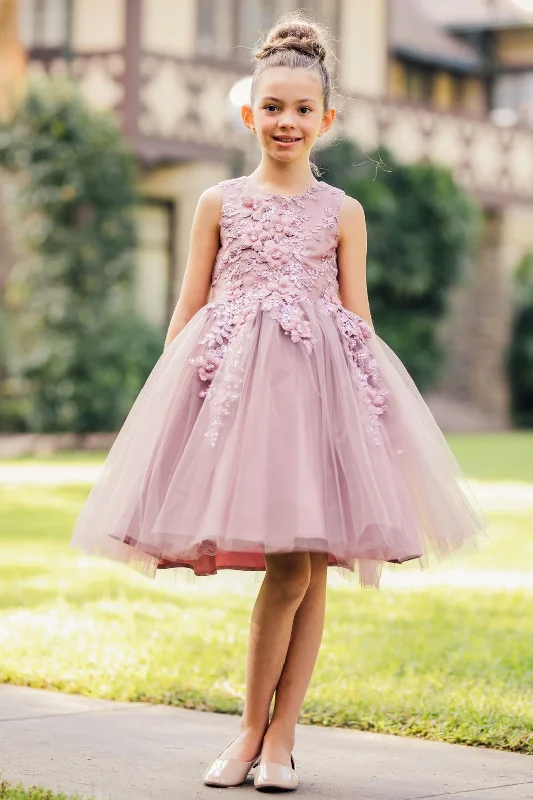 Girls Short Tulle Dress with 3D Flowers by Cinderella Couture 9040