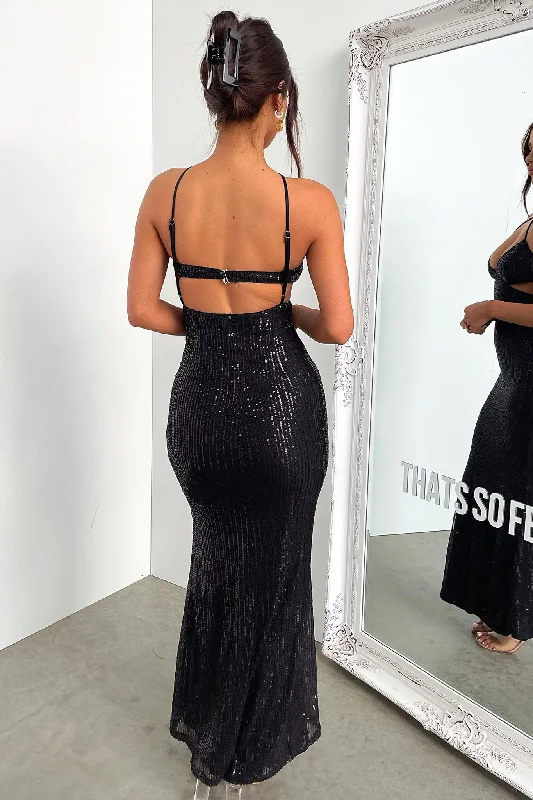 Kristy Maxi dress - Black Sequin