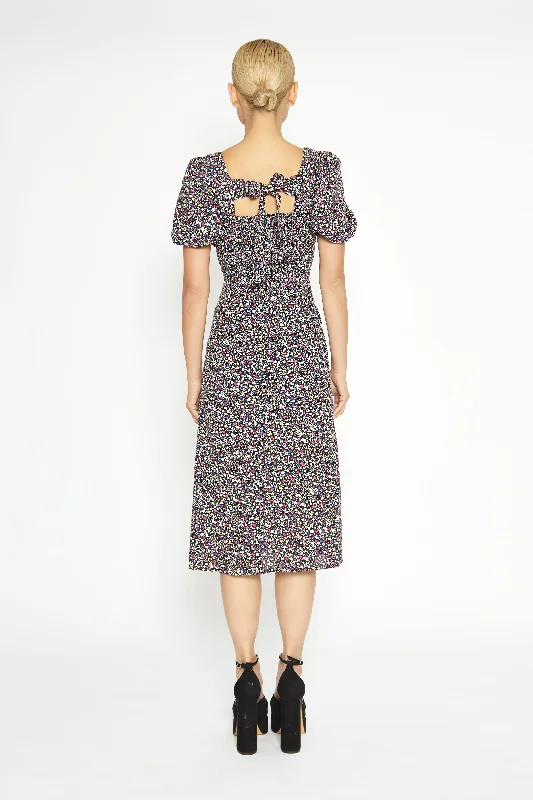 Glamorous Multi Splodge Floral Tie Back Midi Dress