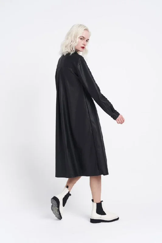 Glamorous Black PU Midi Shirt Dress