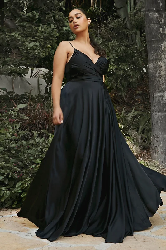 Plus Size Long Satin Sweetheart Dress by Cinderella Divine 7485C