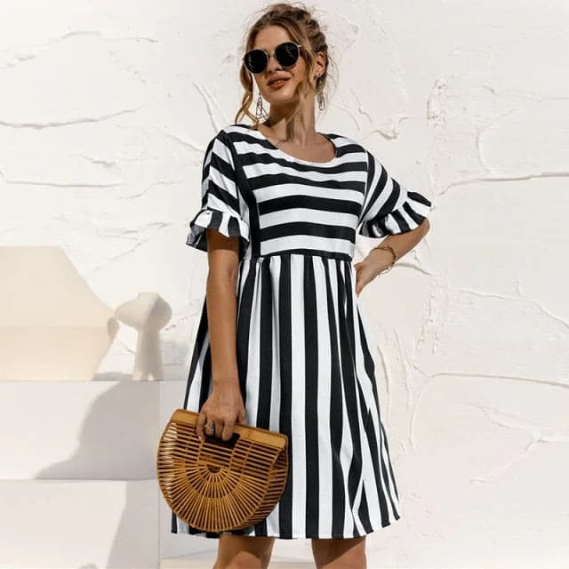 DressBetty - Women Summer Dress Cute Loose Print Sleeves Dresses