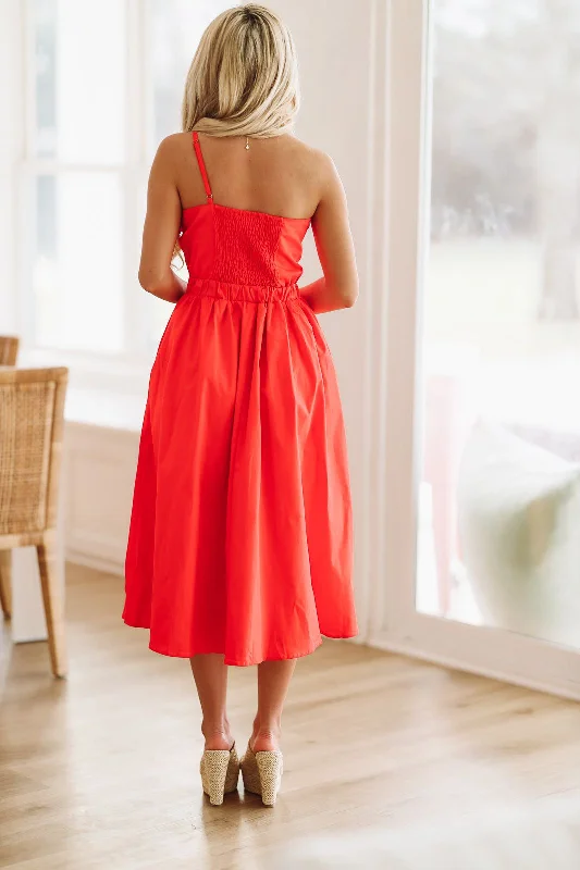 Sweet Cherry Midi Dress - Red