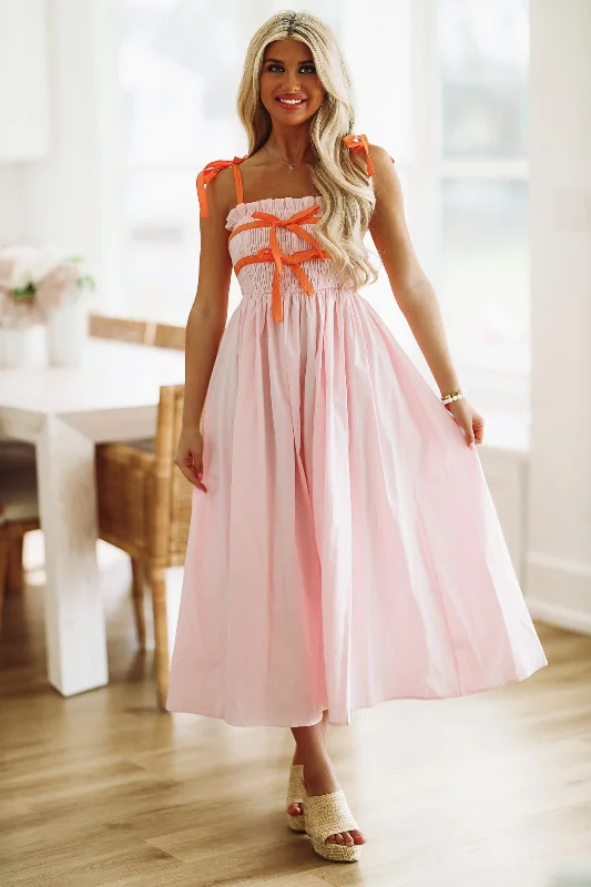 Your Crush Midi Dress - Pink and Orange