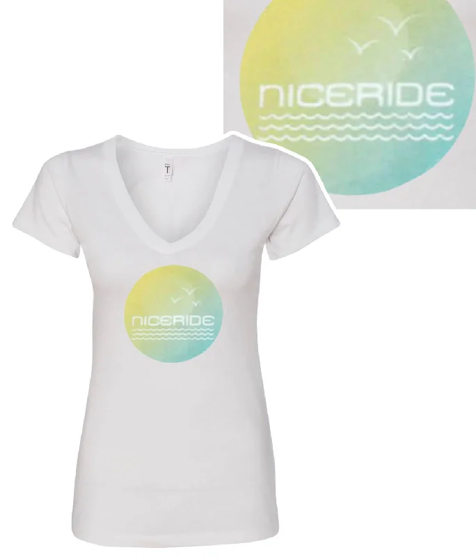 Breezy - White Next Level Women's V-Neck Short Sleeve T-Shirt