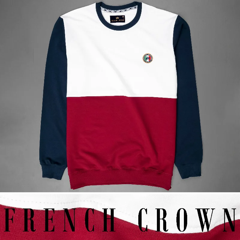 Bright White and Merlot Colourblock Sweatshirt