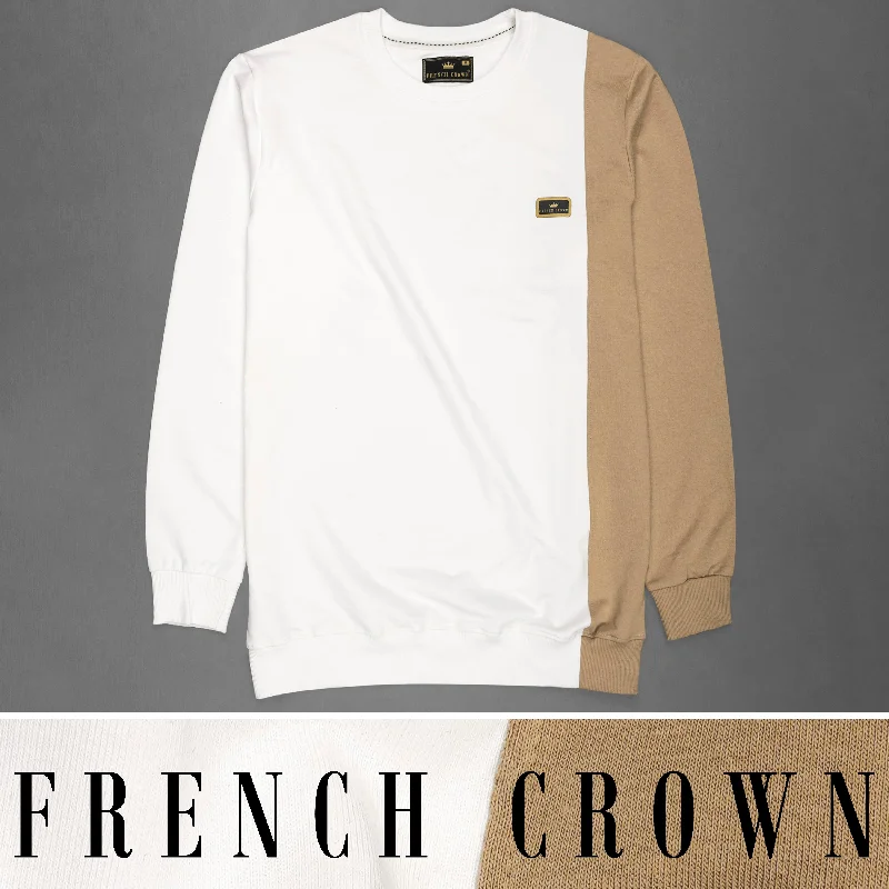 Bright White and Muesli Brown Sweatshirt