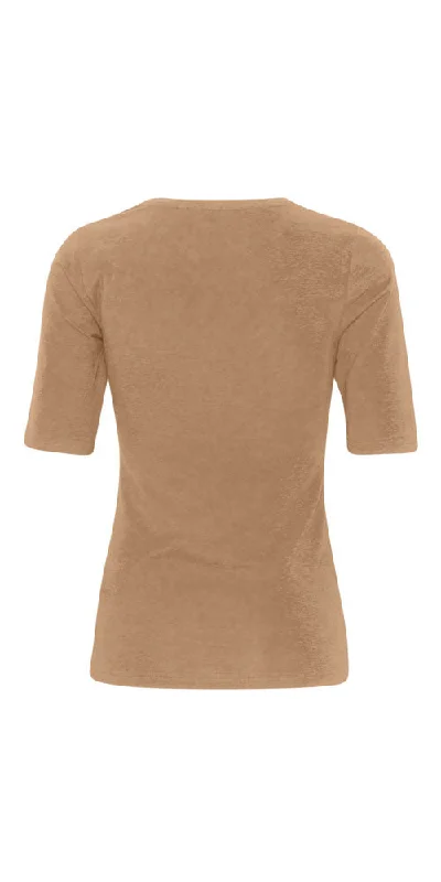 B.Young Fitted Half Sleeve Tee, camel