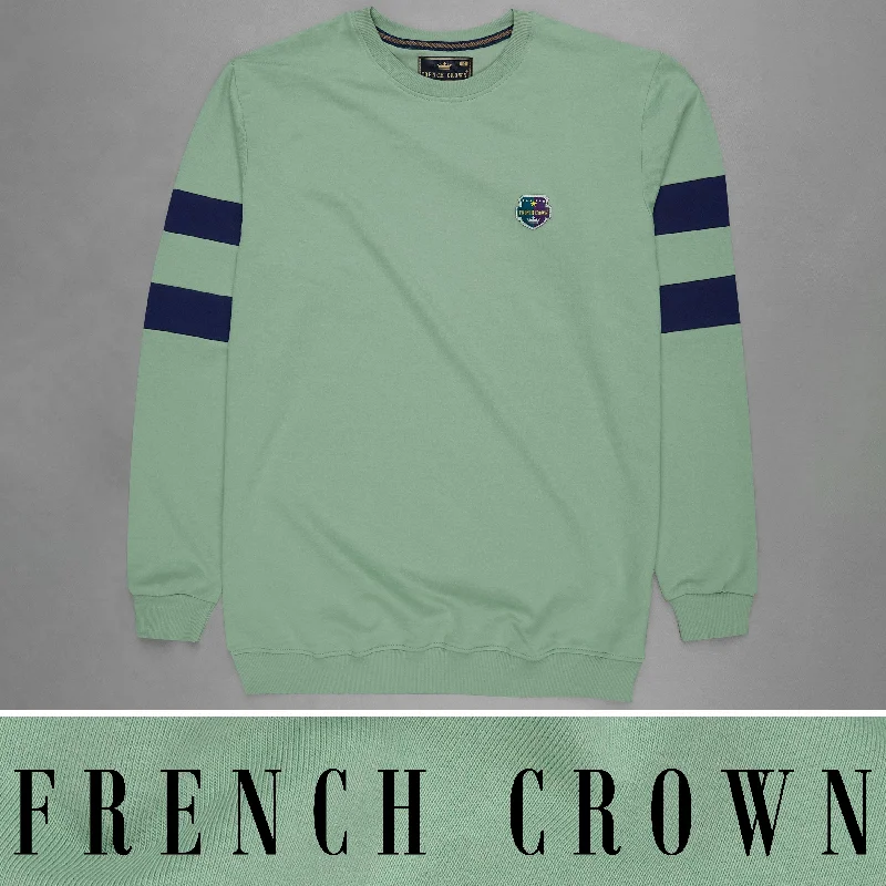 Cascade Green with Navy Blue Patch Worked Sweatshirt