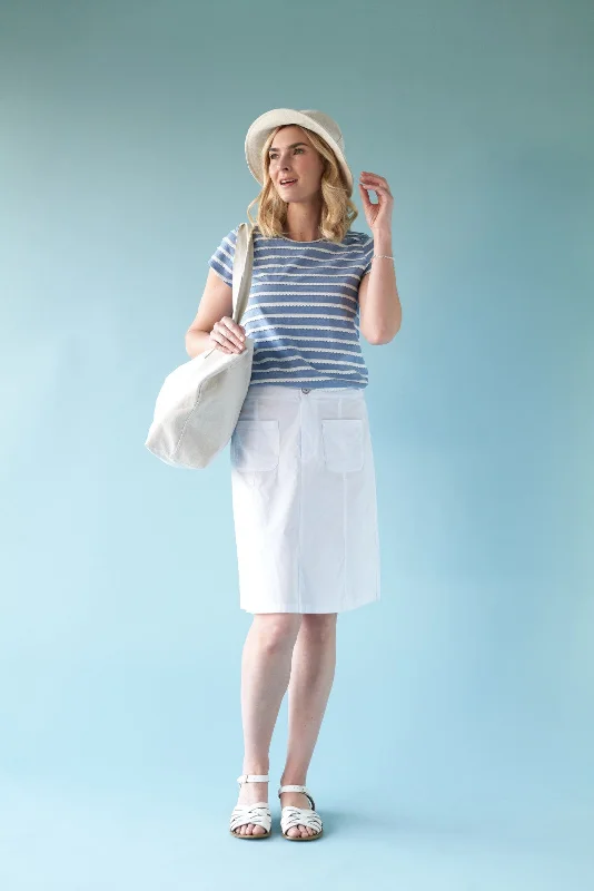 Charlie Jane Sumner Tee - Chambray/White Scallop