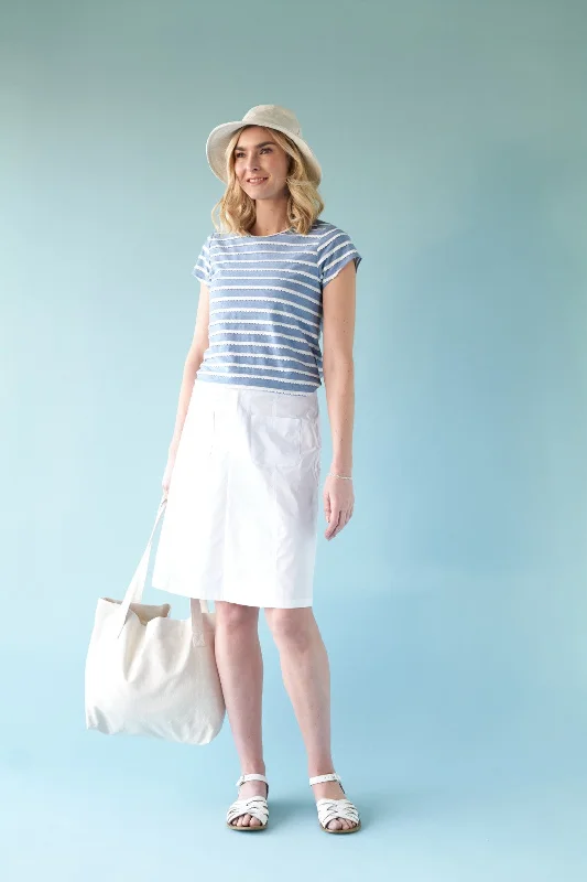 Charlie Jane Sumner Tee - Chambray/White Scallop