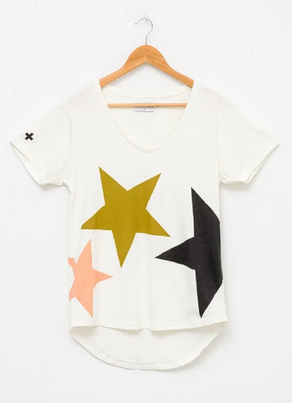 Stella + Gemma | V Neck Tee | Powder with Stars