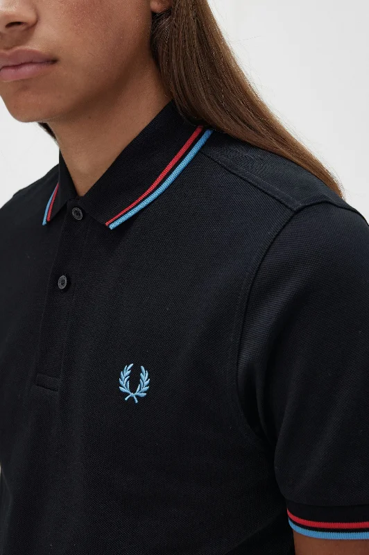 Fred Perry Polo Black / Washed Red / Soft Blue