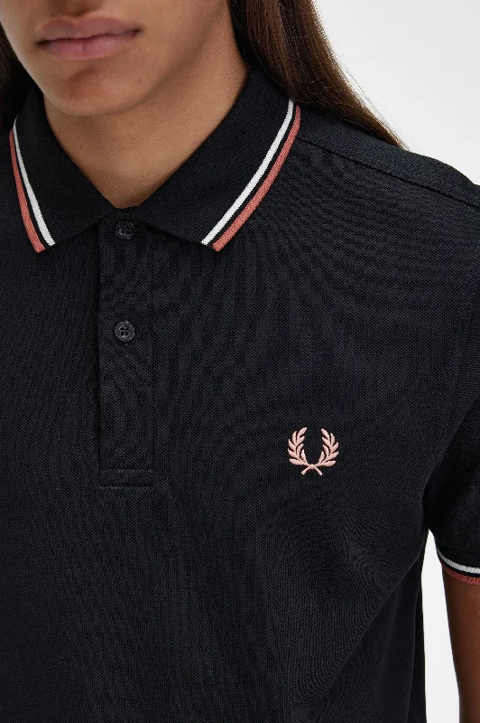 Fred Perry Polo Black / Snow White / Light Rust