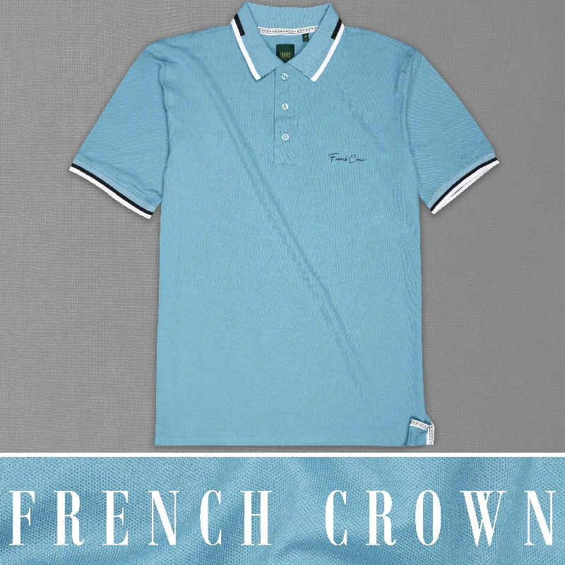 Glacier Blue Mercerised Pique Polo