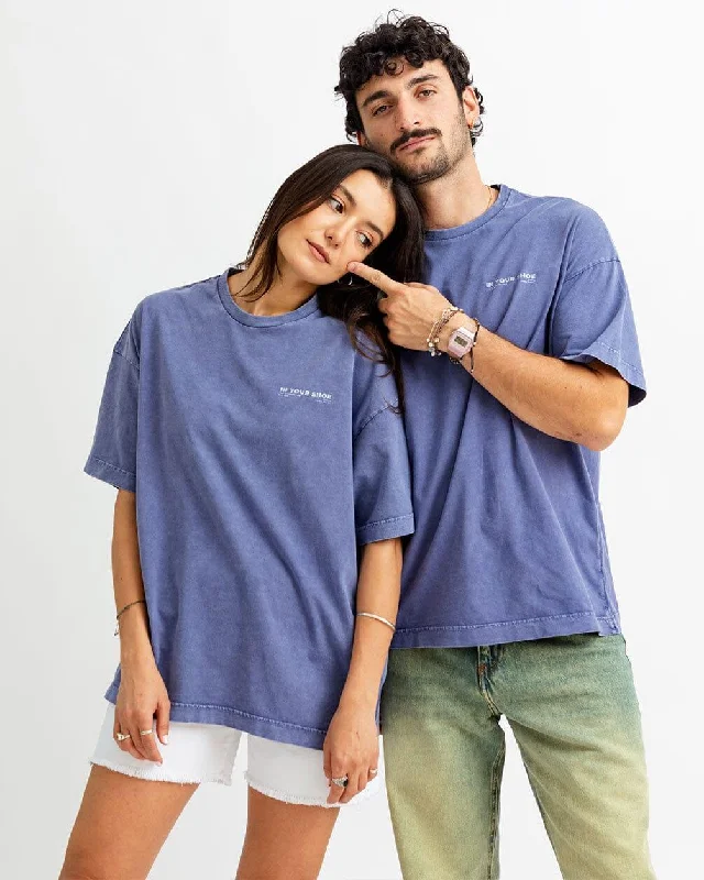 Indigo Acid Washed Oversized Tee