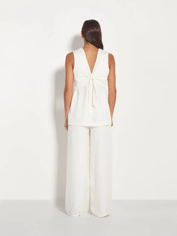 Indigo Tie Top (Luxe Crepe) White