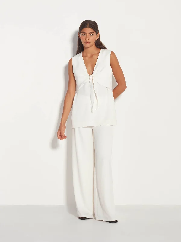 Indigo Tie Top (Luxe Crepe) White