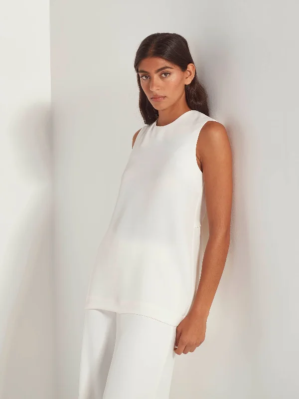 Indigo Tie Top (Luxe Crepe) White