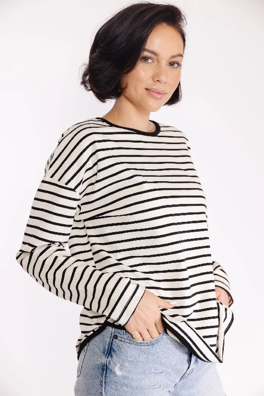 Isla Striped Tee in Cream-Black