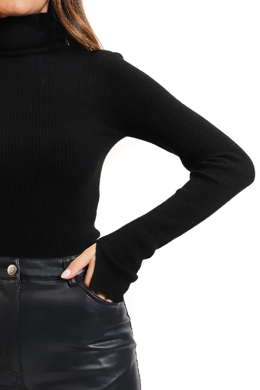 Lightweight Ribbed Knit Turtleneck