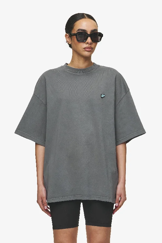 Leono Boxy Tee Vintage Grey Sky Blue Gum