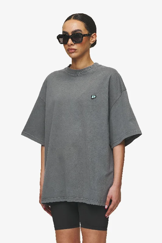 Leono Boxy Tee Vintage Grey Sky Blue Gum