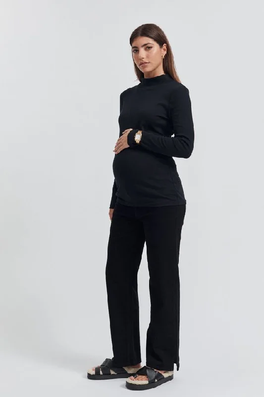 Mock Neck LS Rib Top