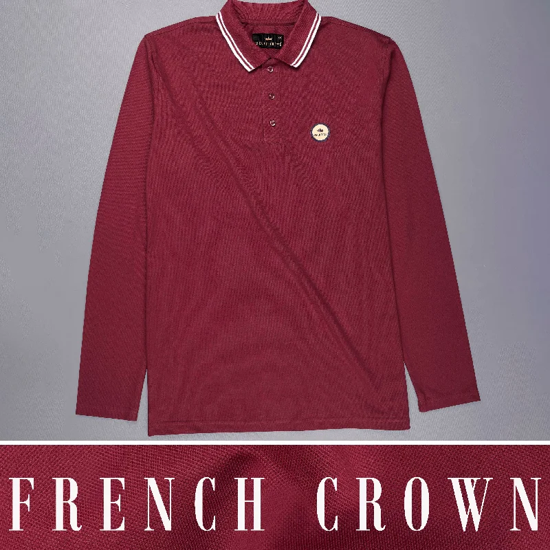 Merlot Red Super Soft Full Sleeve Mercerised Pique Polo