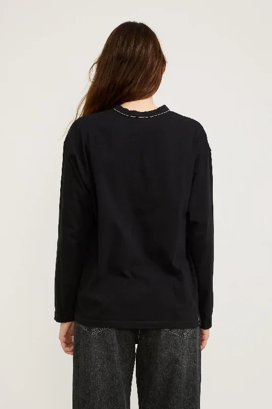 Midweight Coverstitch L/S T-Shirt Black