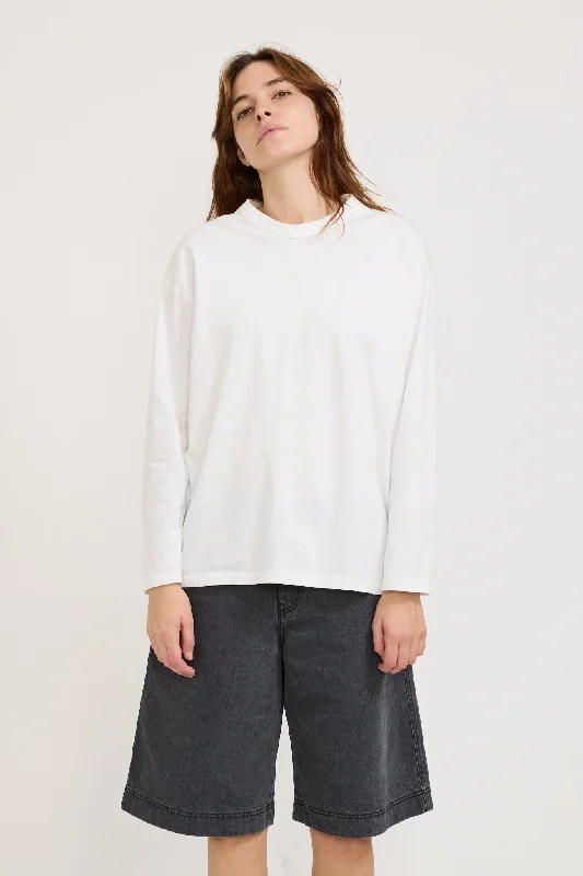 Midweight Coverstitch L/S T-Shirt White