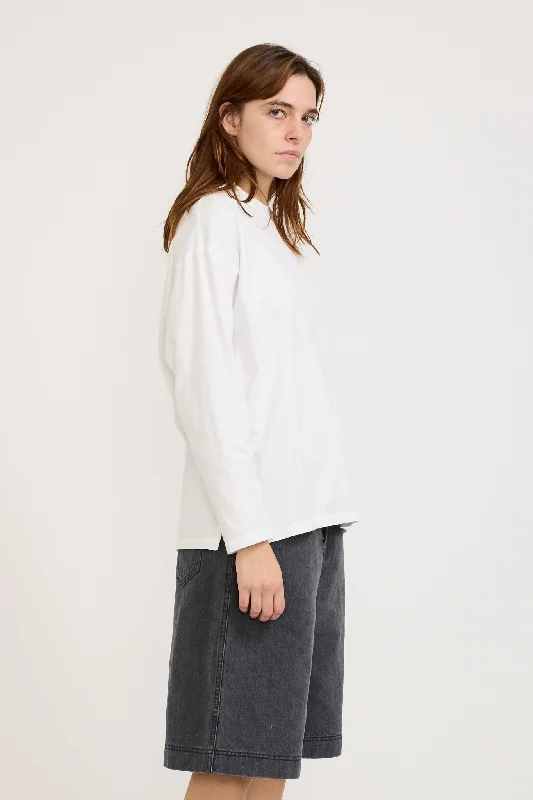 Midweight Coverstitch L/S T-Shirt White