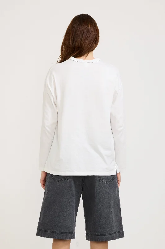 Midweight Coverstitch L/S T-Shirt White