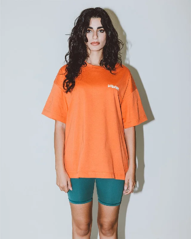 Orange IYS Printed Oversized Tee