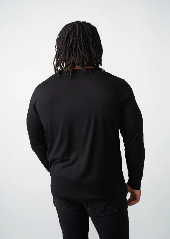 Ore Men's African Print Long Sleeve T-shirt (Black/Natural Mudcloth)