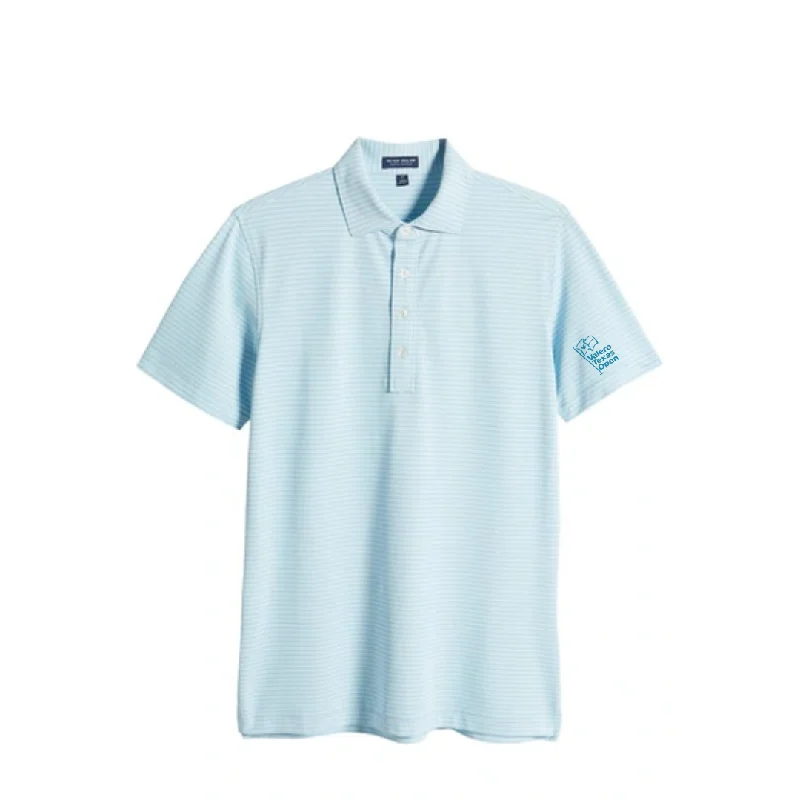 Peter Millar Blue Stripe Mood Performance Mesh Polo